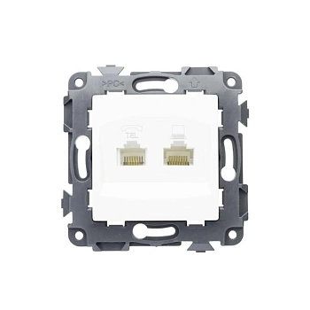 Розетка 1-ая Сontact компьютерная RJ11/RJ45 белая ETP EOSTEZ-CZ