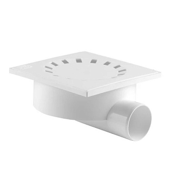 Трап горизонтальный D50 решетка пластиковая 150х150мм, РосТурПласт 36578