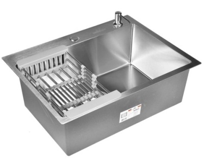 Мойка кухонная WS-36045/GER013 сатин, с сифоном, коландером и дозатором Wisent