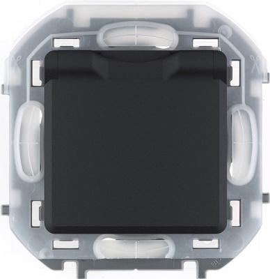 РОЗЕТКА с заземлением и крышкой, Inspiria Legrand (антрацит)