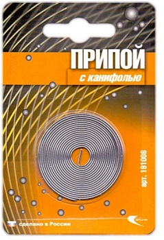 Припой ПОС 61 спираль, 1 мм, с канифолью (в блистере) Векта