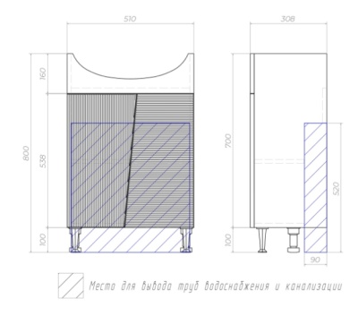 Тумба Selena 550-2-0 под умывальник Балтика 550 Vigo