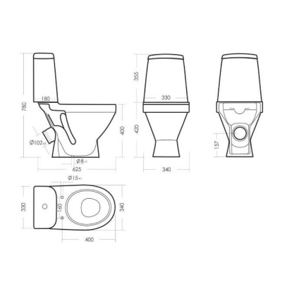 Унитаз-компакт напольный Лада Стандарт Sanita WC.CC/Lada/1-P/WHT.G/S1