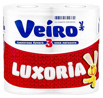 Бумага туалетная 3-слойная, 4 рулона Luxoria Veiro