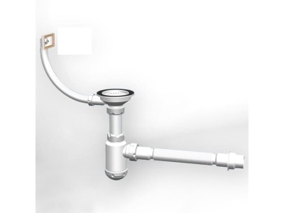 Сифон для мойки d 3 1/2" с гибкой трубой 40х50, металл, GRAND
