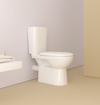 Унитаз-компакт Керамин Альбано R белый (с мягким сиденьем, горизонтальный выпуск, арматура Алкапласт)