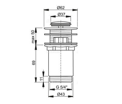 Водослив для умывальника click/clack 5/4 " Alca Plast A391-BL-01