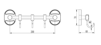 Вешалка 3 крючка, L1915-3 LEDEME
