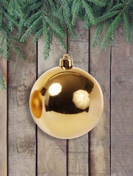 Шар елочный 8 см золото глянец (4 шт)