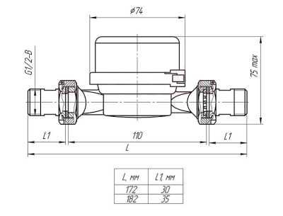 Счётчик горячей воды BIP-M СГВ-15