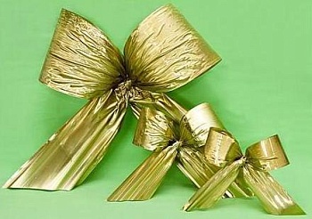 Бант пластиковый золотой 35см