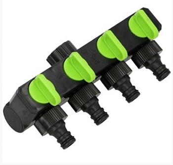 Разветвитель четырехсторонний с независимыми кранами на 3/4