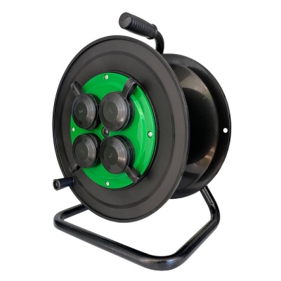 Катушка кабельная (без кабеля) 4 гнезда 16А с заземлением и крышками, IP44, Элект