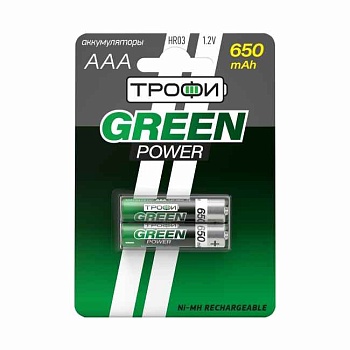 Элемент питания (батарея аккумуляторная) никель-металлгидридный ТРОФИ HR03-2BL 650 mAh