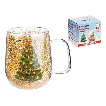 Кружка стеклянная CHRISTMAS-1 с двойными стенками 380 мл PERFECTO LINEA 30-380260