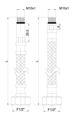 Подводка гибкая для воды M10 x F1/2 100 см, Rubineta 617100