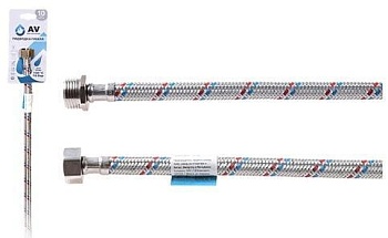 Подводка гибкая для воды гайка 1/2 - штуцер 1/2, 100см (AVE201100) AV Engineering