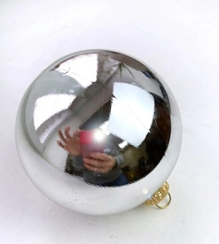 Шар новогодний глянец 100мм серебро, (4шт) GreenTerra