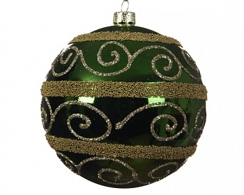 Шар ёлочный 80мм зеленая хвоя 027295