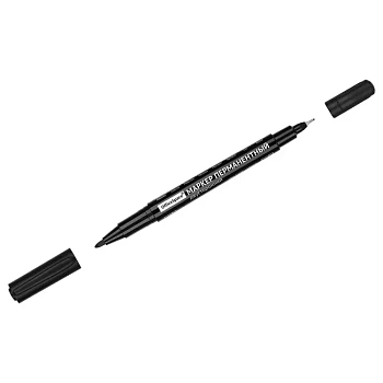 Маркер перманентный двухсторонний OfficeSpace черный 2/0.5мм