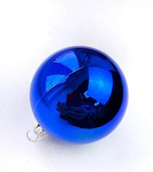 Шар новогодний глянец 80мм синий, (4шт) GreenTerra