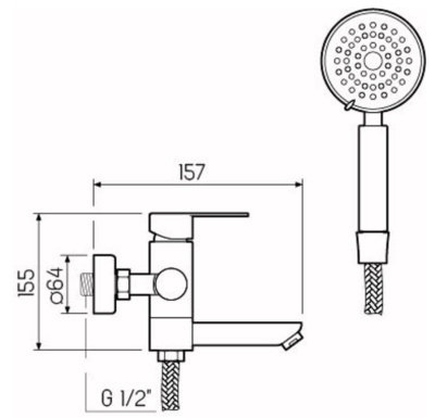 Смеситель для ванны и душа D35 SUS124-009E РМС