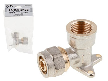 Колено для металлопластика с креплением с внутр. резьбой 16(2,0)мм x 1/2