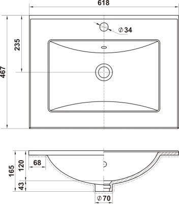 Умывальник врезной Керамин Бергамо 60 (встраиваемый)