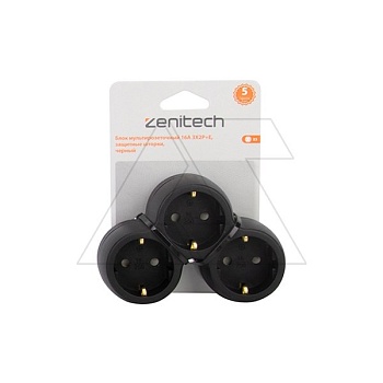 Разветвитель 3 гнезда с заземлением Zenitech 191906