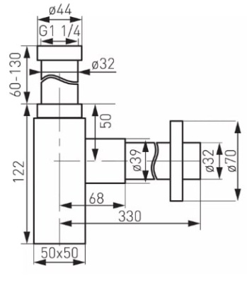 Сифон 1 1/4" хром QUADRO S280 Ferro