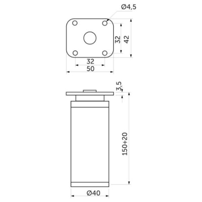 Опора мебельная DAP-77 150 мм хром AKS 11063