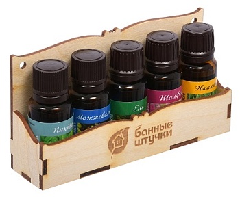 Набор эфирных масел Легкое дыхание (пихта, можжевельник, ель, шалфей, эвкалипт) по 15 мл, Банные штучки