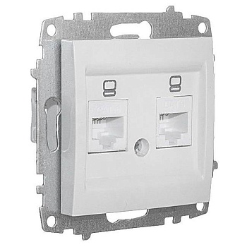 Розетка 2-ая компьютерная Zena-Vega RJ45 белая EL-BI 609-015600-248