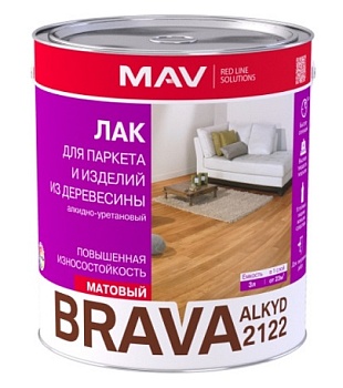 Лак алкидный для паркета и изделий из древесины ALKYD 2122, BRAVA