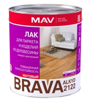 Лак алкидный для паркета и изделий из древесины ALKYD 2122, BRAVA