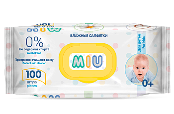Салфетки влажные для детей, MIU с экстрактом ромашки 100 шт Салфетки влажные для детей, MIU с экстрактом ромашки 100 шт