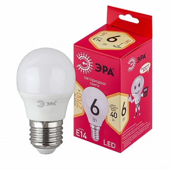 Лампа светодиодная RED LINE LED P45-6W-827-E14 R Е14 / E14 6 Вт ЭРА