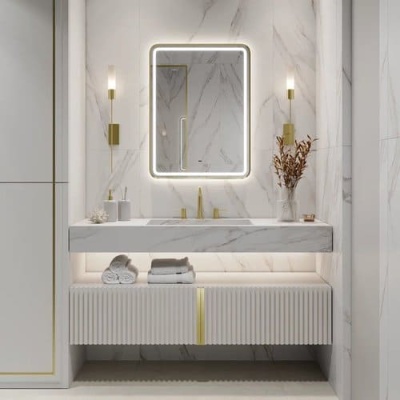 Зеркало Aliro Gold Led 60х80 см Континент с бесконтактным сенсором