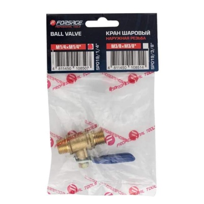 Кран шаровый 1/4'' наружная-наружная резьба, рычаг Forsage F-SP019/1/4''