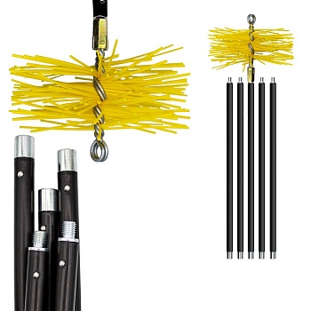 Набор для чистки дымохода (нейлоновая щетина) 5x1400 мм, 200 мм, 110250 GRAFF