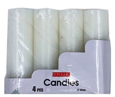Набор свечей из парафина 10 см (4 шт), ZL-30410