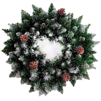 Венок белыми кончиками и шишками 45 см, МВСБШ-45, МАГ-2000