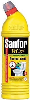 Гель для сантехники SANFOR WC 750г Лимонная свежесть Гель для сантехники SANFOR WC 750г Лимонная свежесть