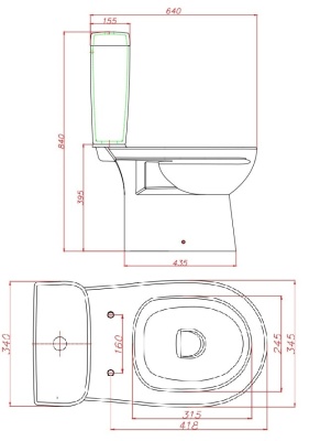 Унитаз-компакт Керамин Альбано R белый (с мягким сиденьем, горизонтальный выпуск, арматура Алкапласт)
