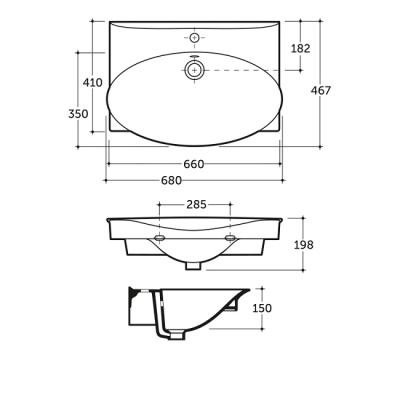 Умывальник мебельный Санти 65 КЕРАМИН