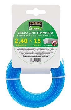Леска триммерная ф2.4ммx15м бесшумная STARTUL GARDEN