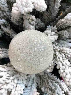 Шар ёлочный парча 8см белый GreenTerra ВН18