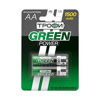Элемент питания (батарея аккумуляторная) никель-металлгидридный ТРОФИ HR6-2BL 1500 mAh