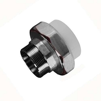 Муфта комбинированная разъемная, наружная резьба, серая, VALFEX