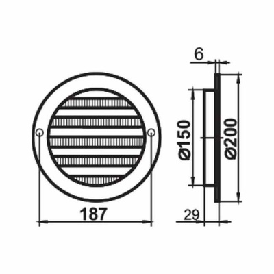 Решетка вентиляционная круглая d150 Семь ветров РК150с (слоновая кость)